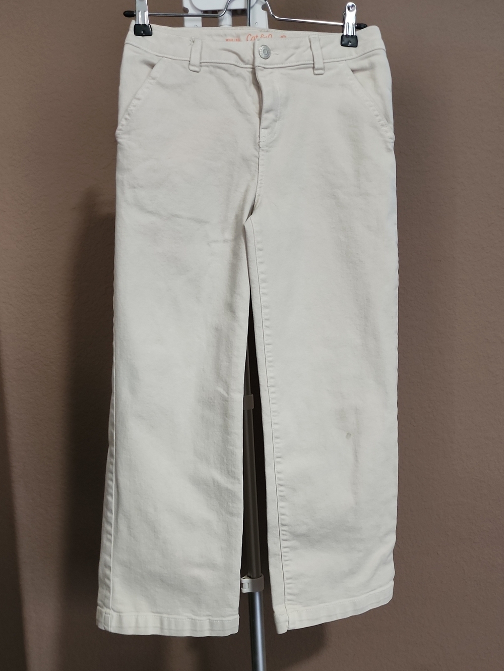 Girl's Light Peach Cream Straight-Leg Jeans